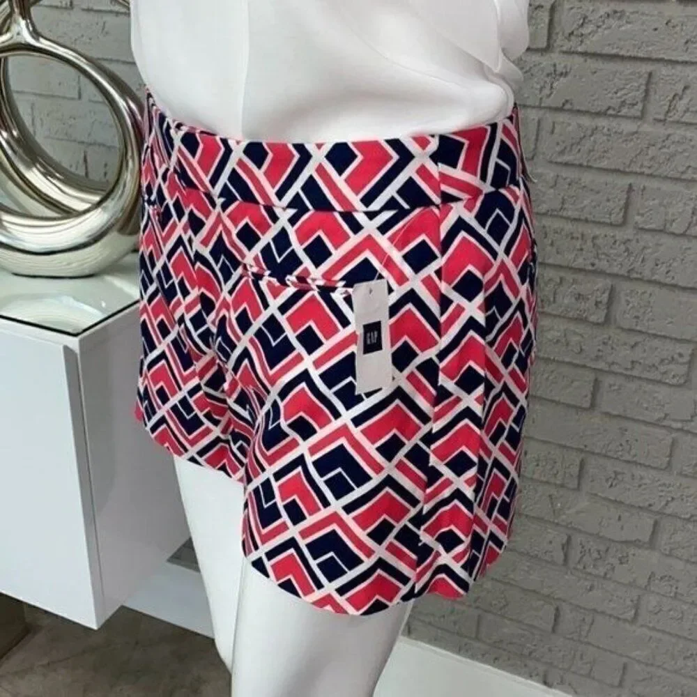 Gap Women Pink Blue White Clean Front Shorts Size 6